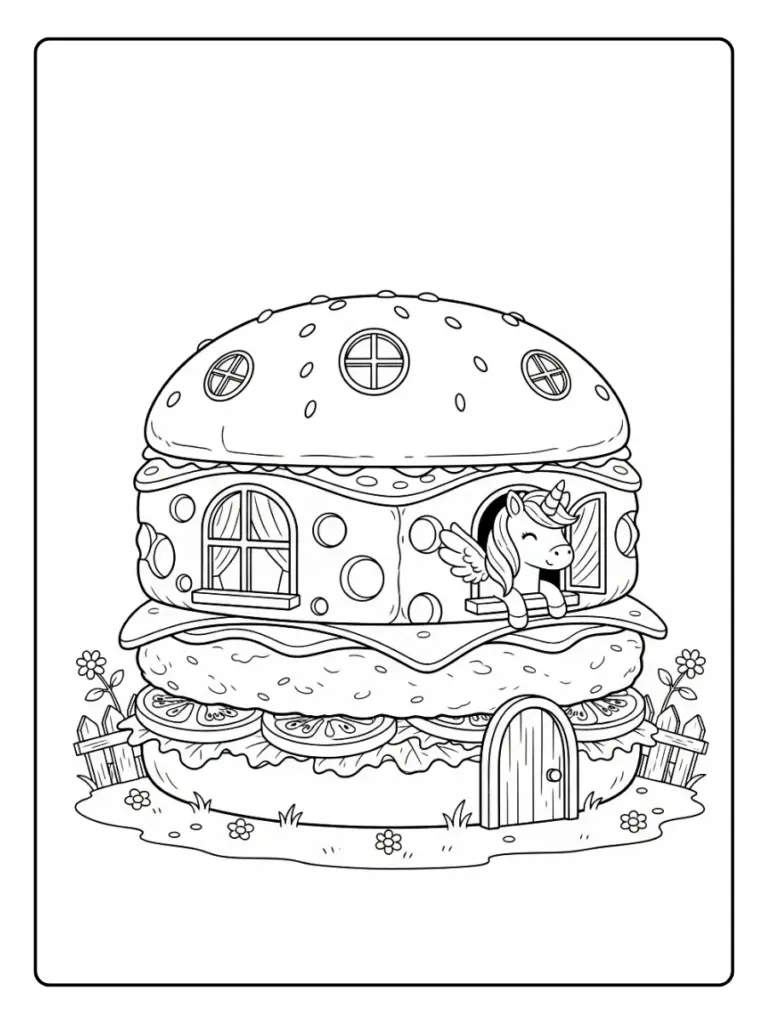 Coloriage Hamburger Licorne (12)