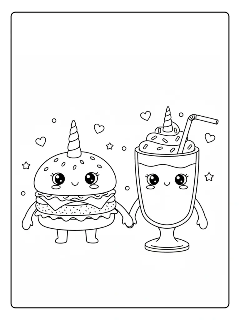 Coloriage Hamburger Licorne (13)