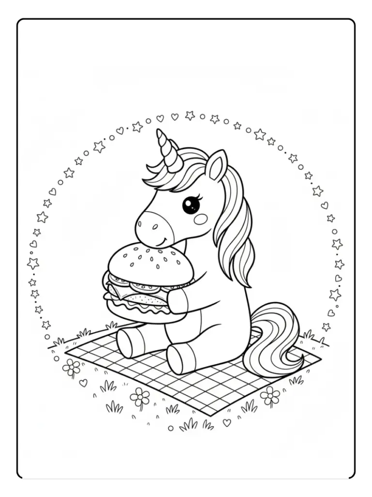 Coloriage Hamburger Licorne (15)
