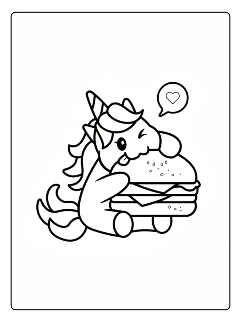 Coloriage Hamburger Licorne (3)