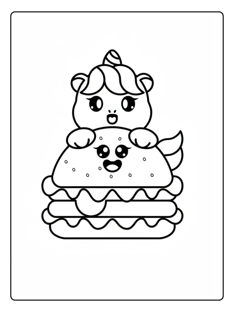 Coloriage Hamburger Licorne (4)