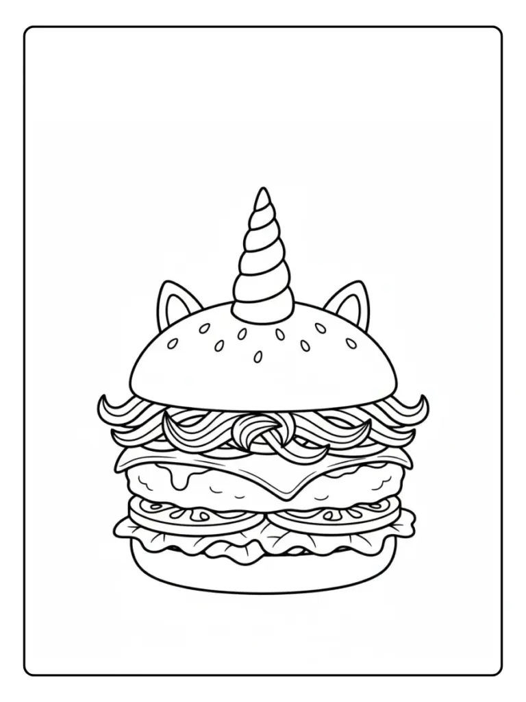 Coloriage Hamburger Licorne (6)