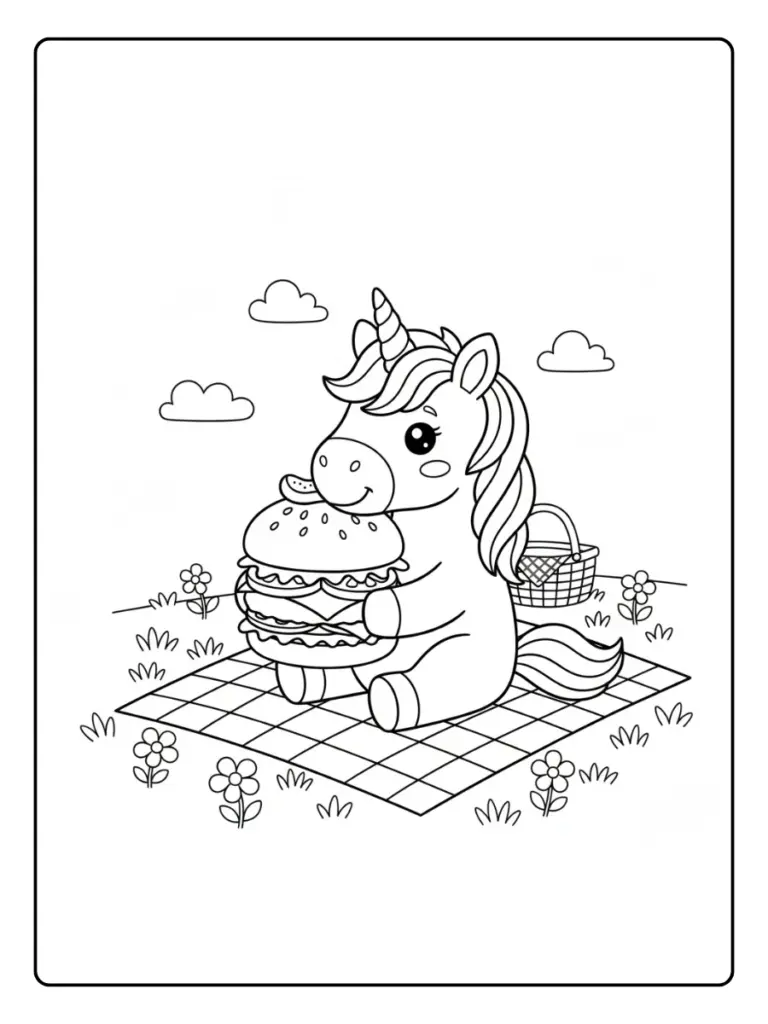 Coloriage Hamburger Licorne (7)