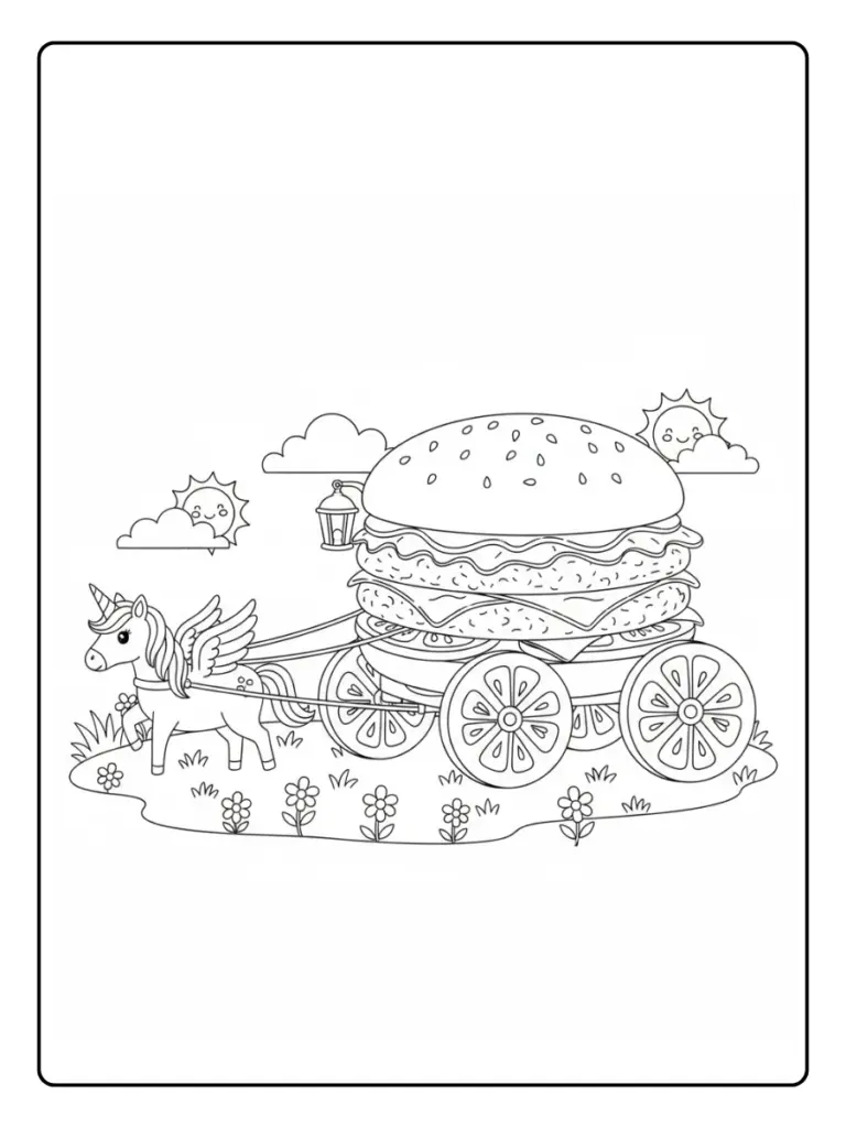Coloriage Hamburger Licorne (8)