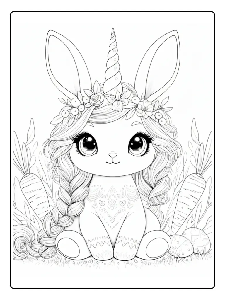 Coloriage Lapin Licorne (1)