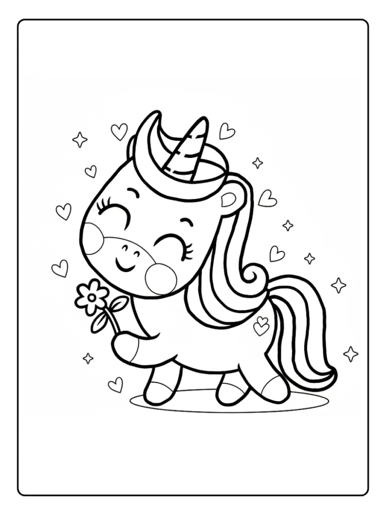 Coloriage Licorne Fleurs (10)