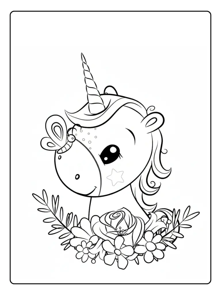 Coloriage Licorne Fleurs (12)