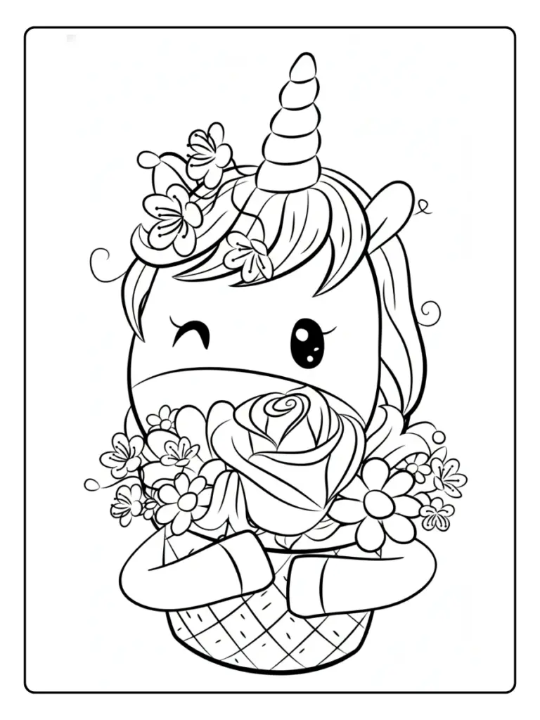 Coloriage Licorne Fleurs (13)
