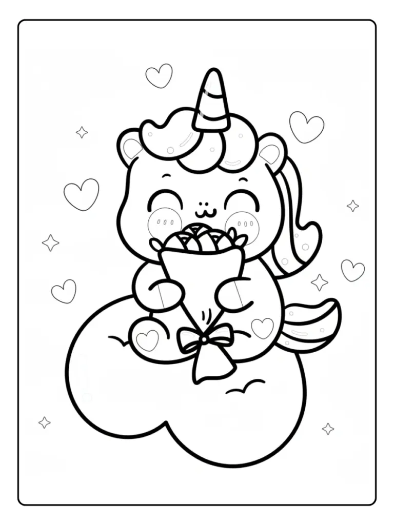 Coloriage Licorne Fleurs (2)