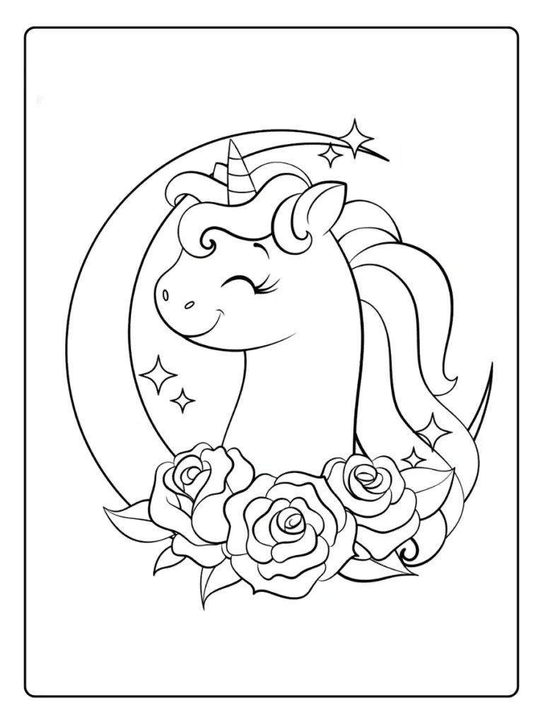 Coloriage Licorne Fleurs (6)