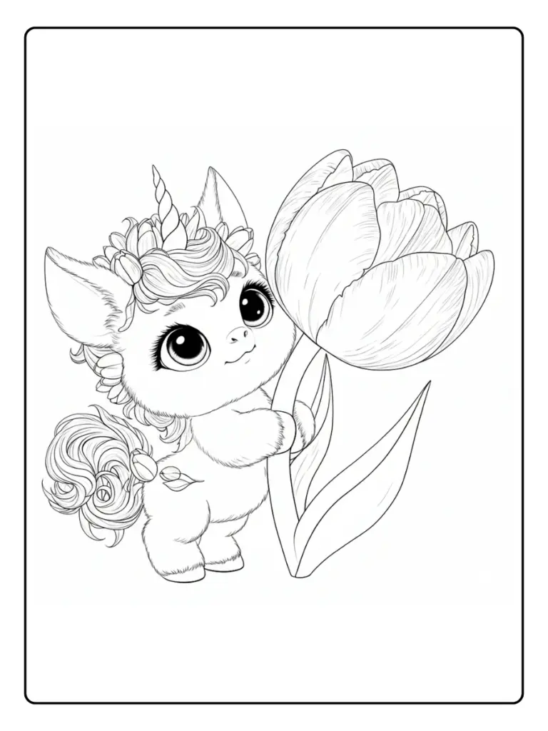 Coloriage Licorne Fleurs (7)