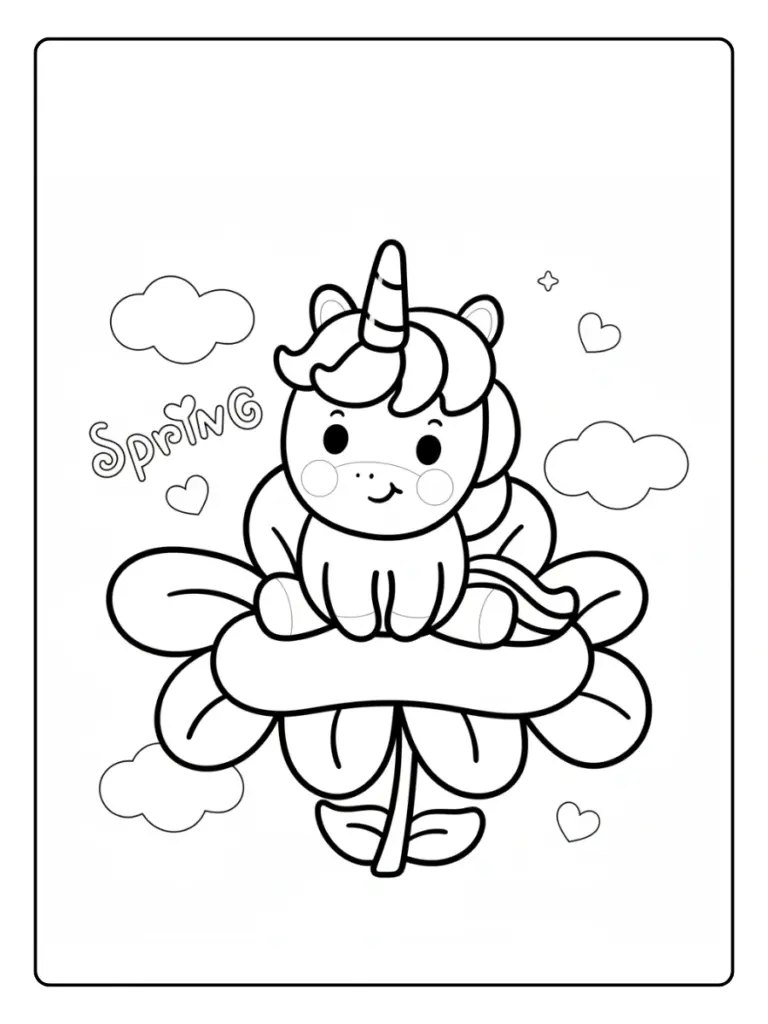 Coloriage Licorne Fleurs (8)