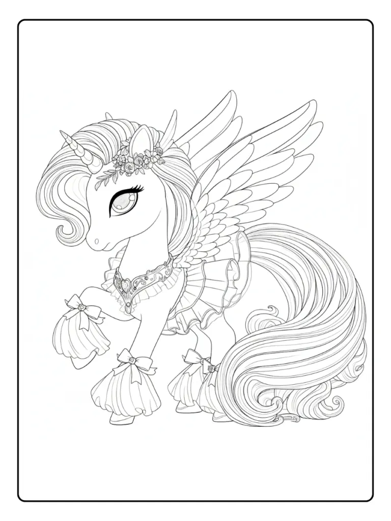 Coloriage de Licorne avec des Ailes (10)