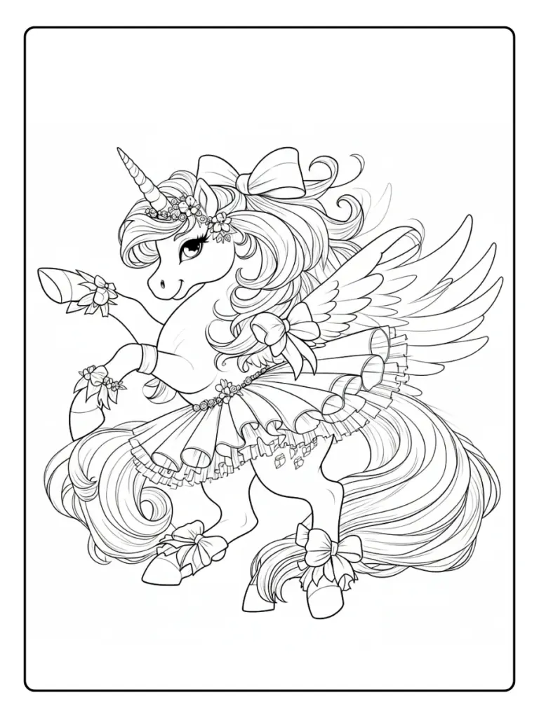 Coloriage de Licorne avec des Ailes (11)