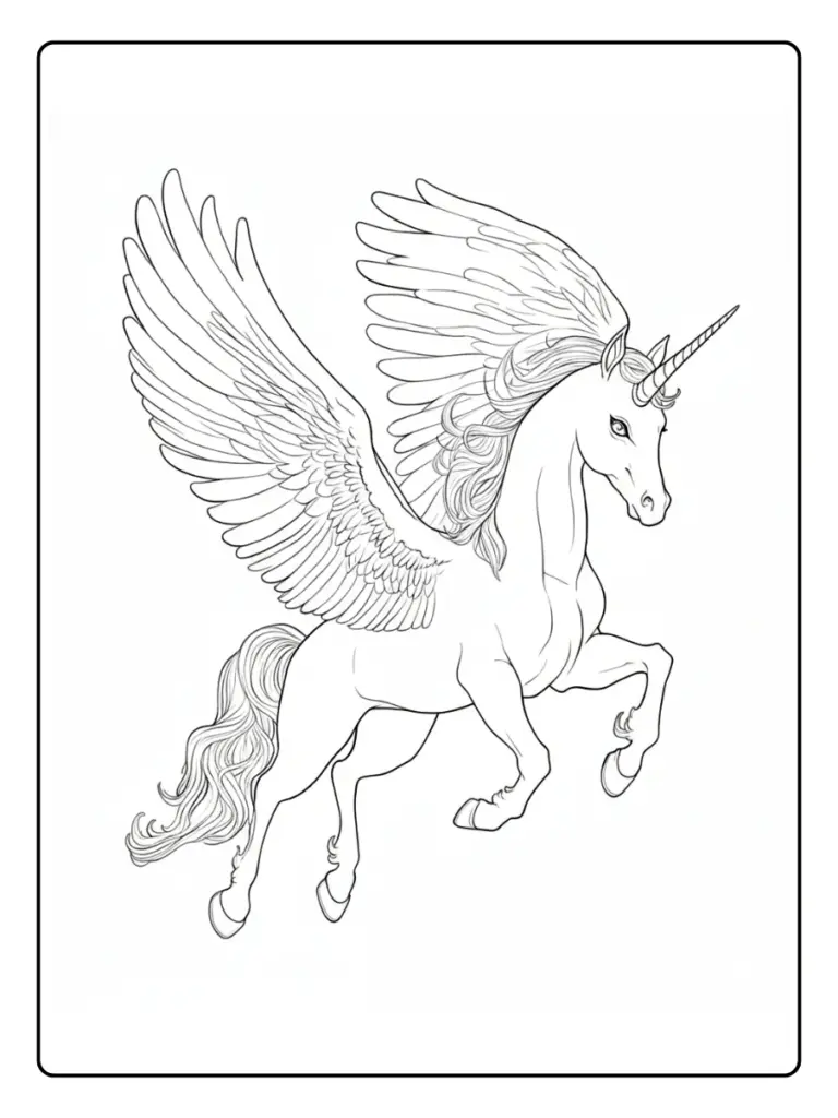 Coloriage de Licorne avec des Ailes (12)