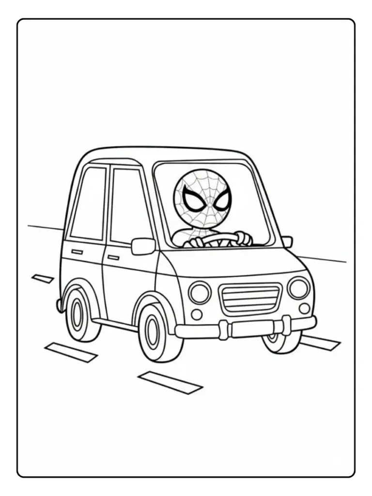Coloriage Spidey Voiture Gratuit