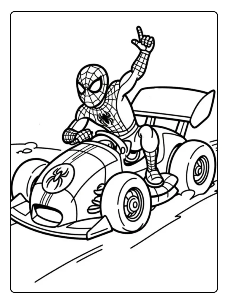 Coloriage Spidey Voiture