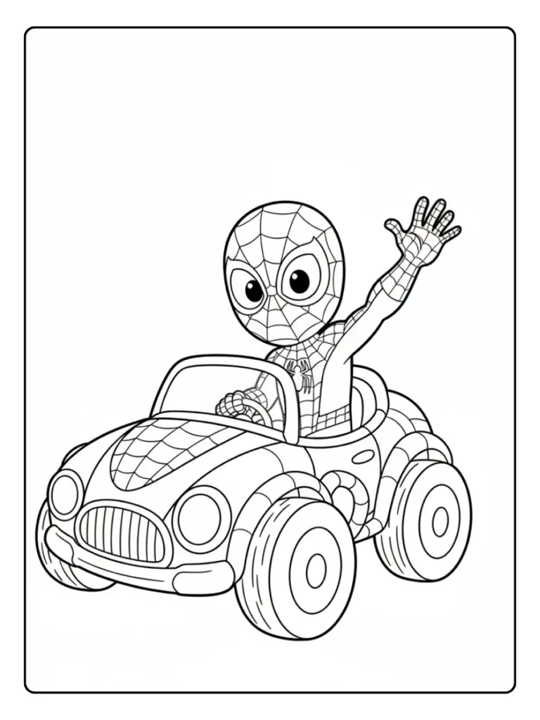 Coloriage Spidey Voiture Simple