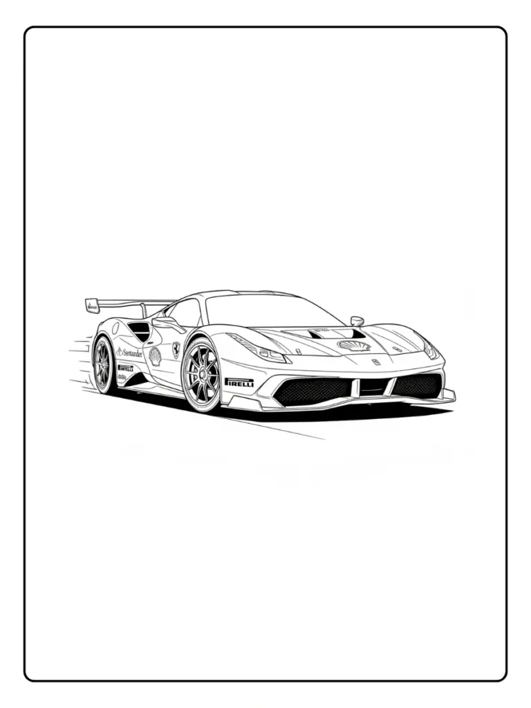 Coloriage Voiture De Course Ferrari Gratuit A Imprimer
