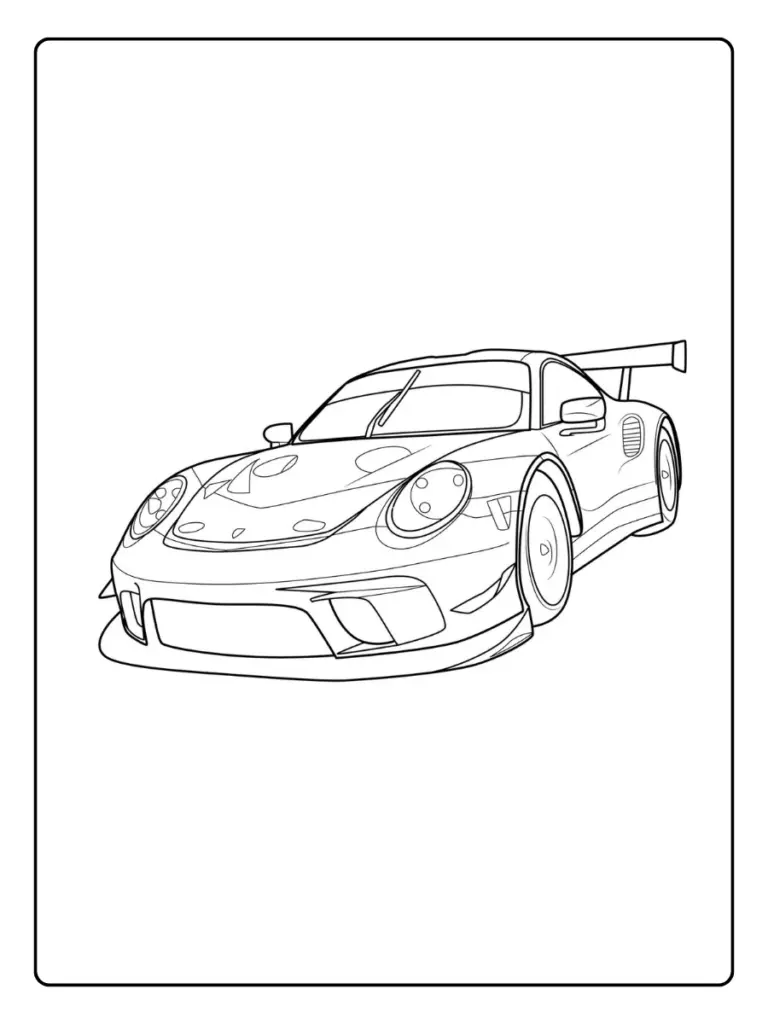 Coloriage Voiture De Course Porsche Simple