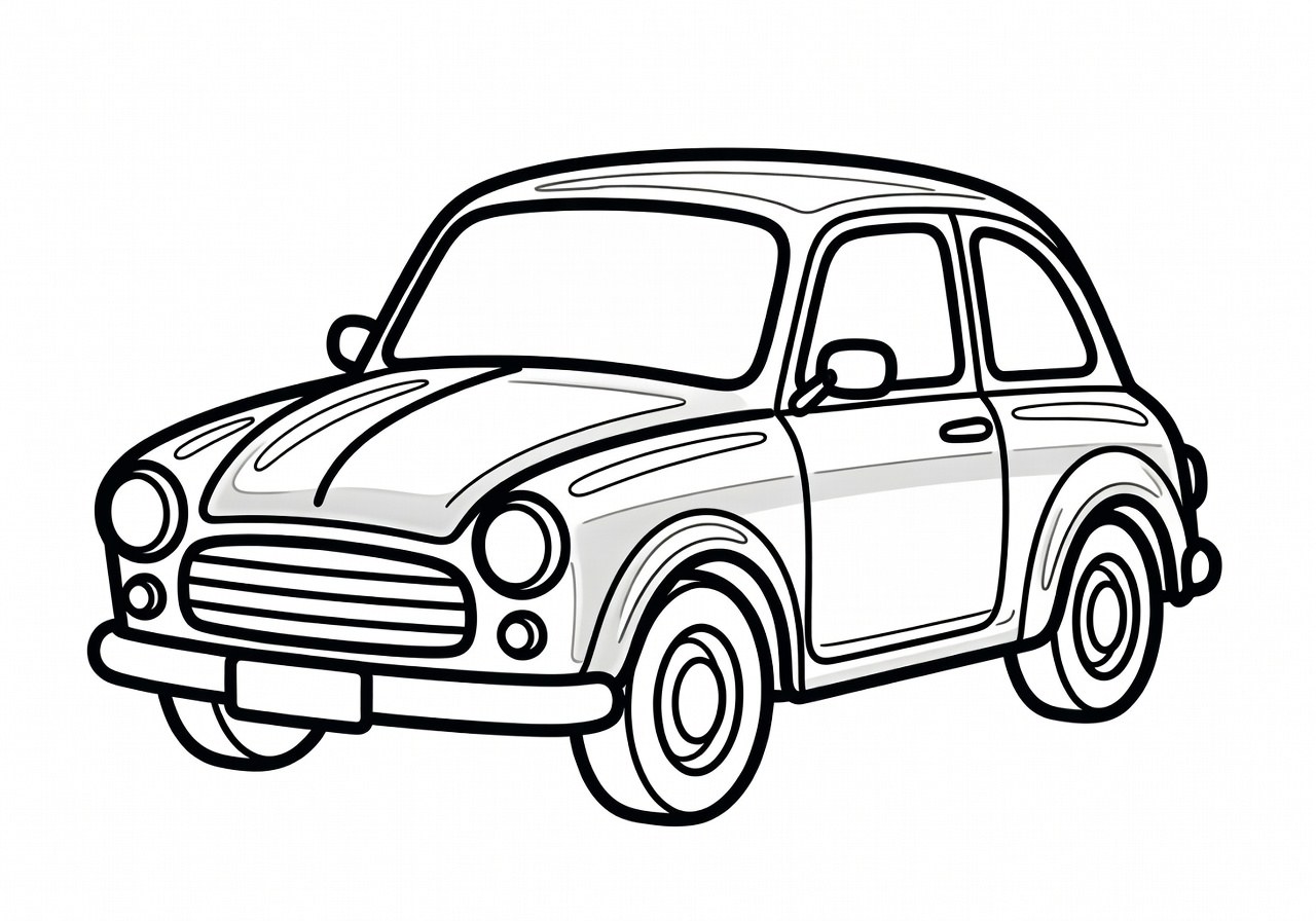 Dessin en ligne d'une voiture prête à colorier avec effets de métal